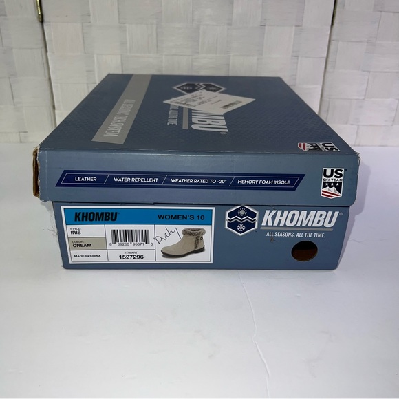 KHOMBU Cream Iris Leather Water Repellent Memory Foam Boots Women's 10 - Picture 10 of 10